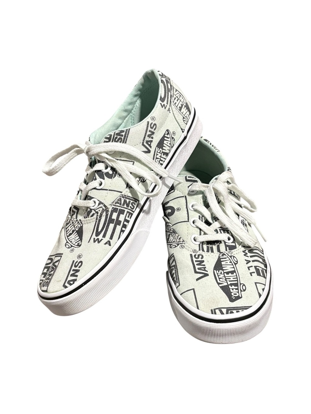 Vans Off The Wall Vans Logo Lace Up Mint Green Shoes Size 7.5
